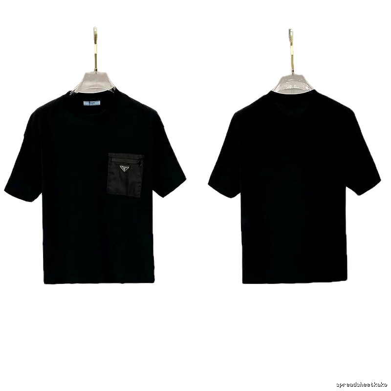 Prada Triangle Logo Minimalist Style Black Short-sleeve T-shirt