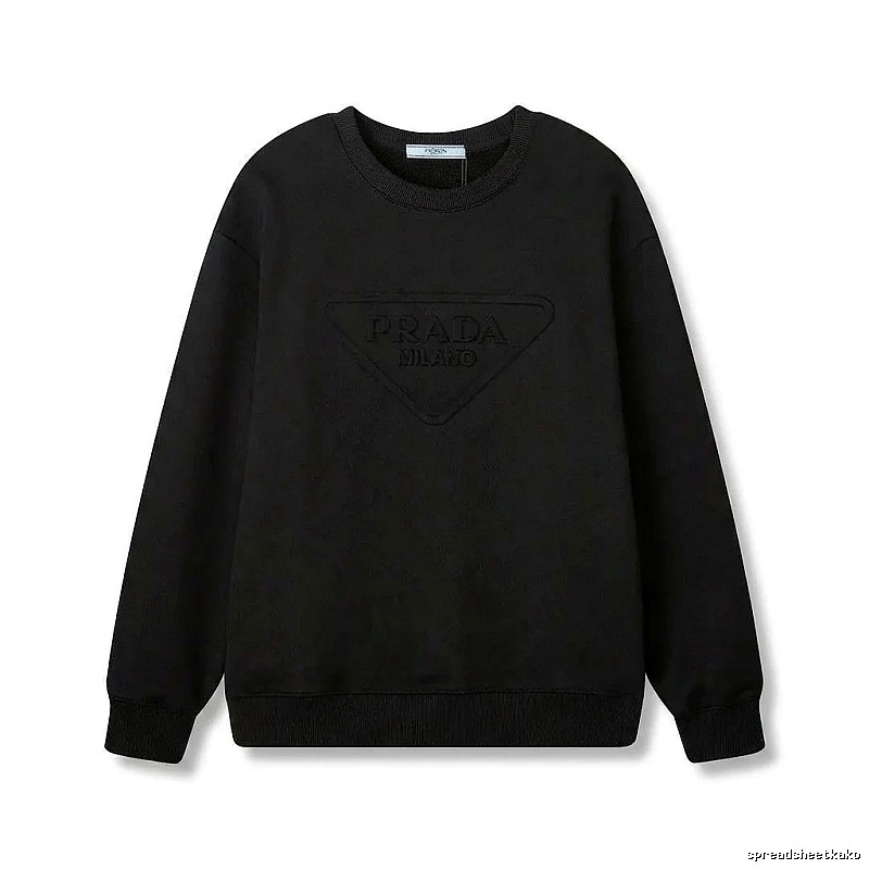 Prada triangular logo simple black sweatshirt