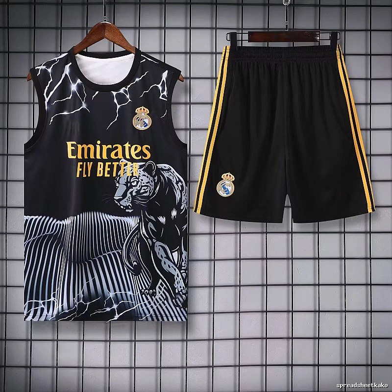 Real Madrid Travel Training jersey set Navy Sleeveless Top with Modern Look