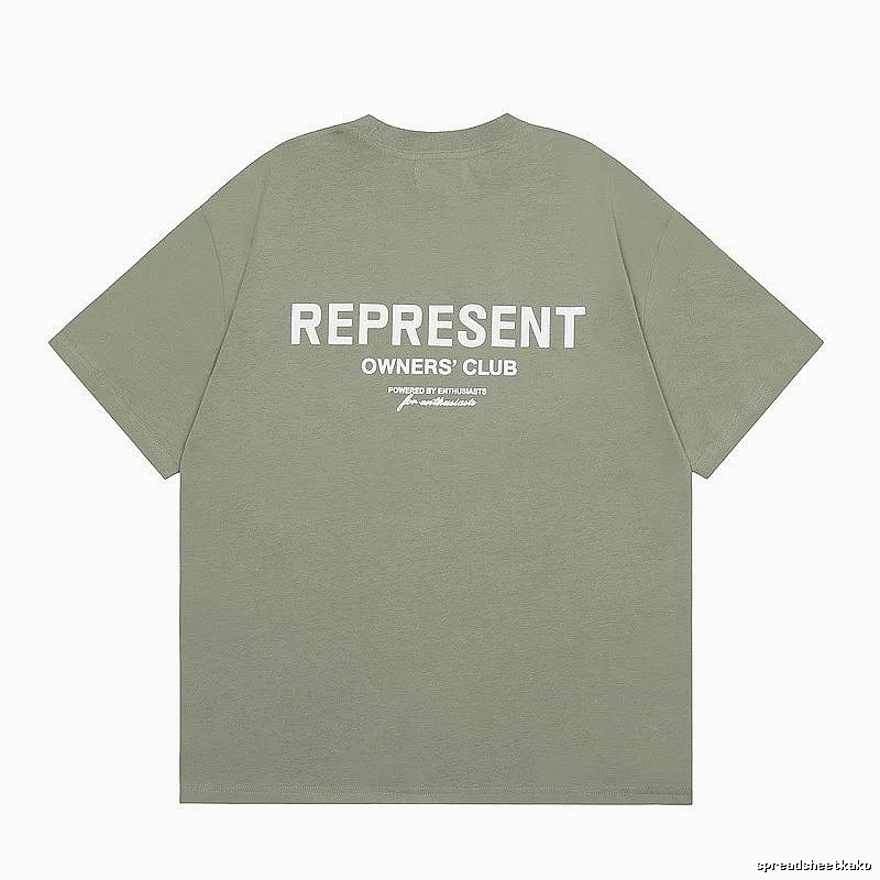 Represent Army Green Style 868 Owners Club T-Shirt Signature Detail Logo