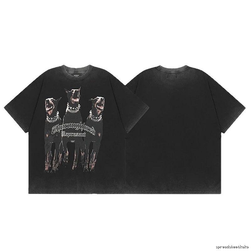 Represent Doberman Print Vintage Style Black Short-sleeve T-shirt