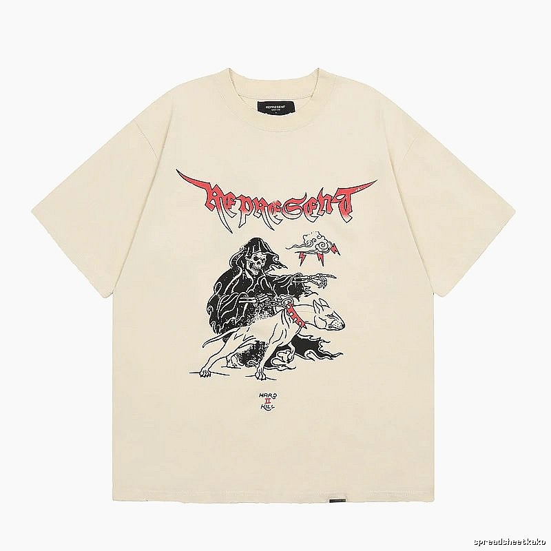 Represent Grim Reaper Print Vintage High Street Beige T-Shirt
