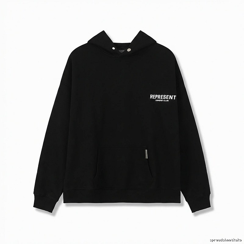 REPRESENT Minimalist Style Black Hoodie