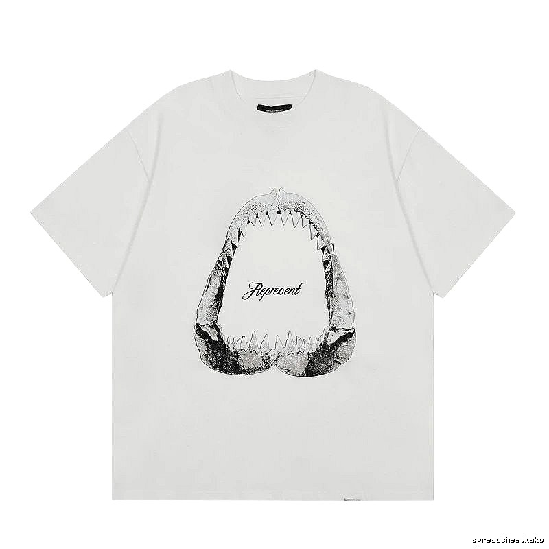 Represent Shark Jaw Print High Street Style White T-shirt