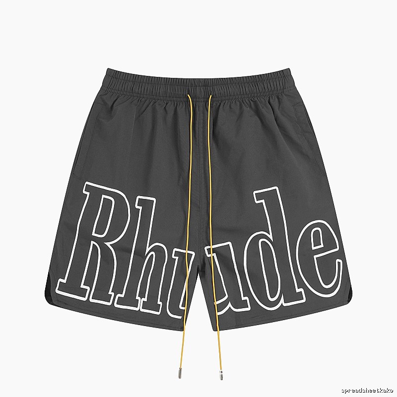 RHUDE letter-style black shorts