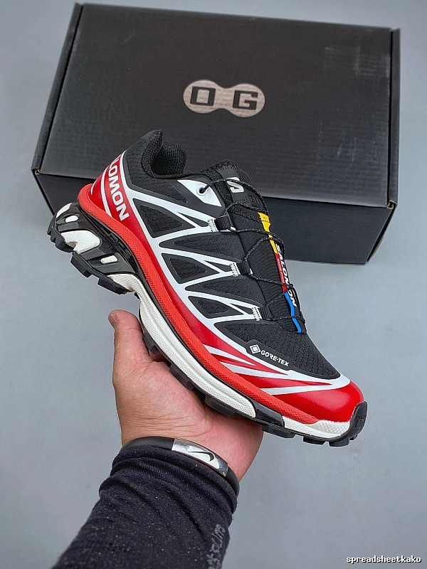 Salomon Black and Red Trail Runners Featuring Treaded Trail Sole