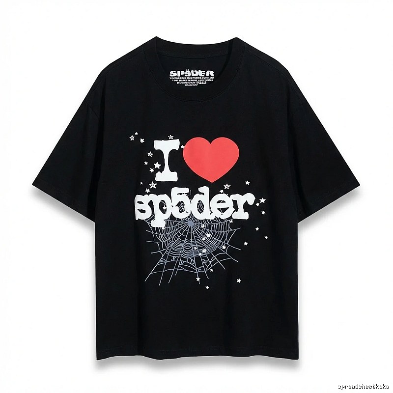 Sp5der Heart Print Black T-shirt