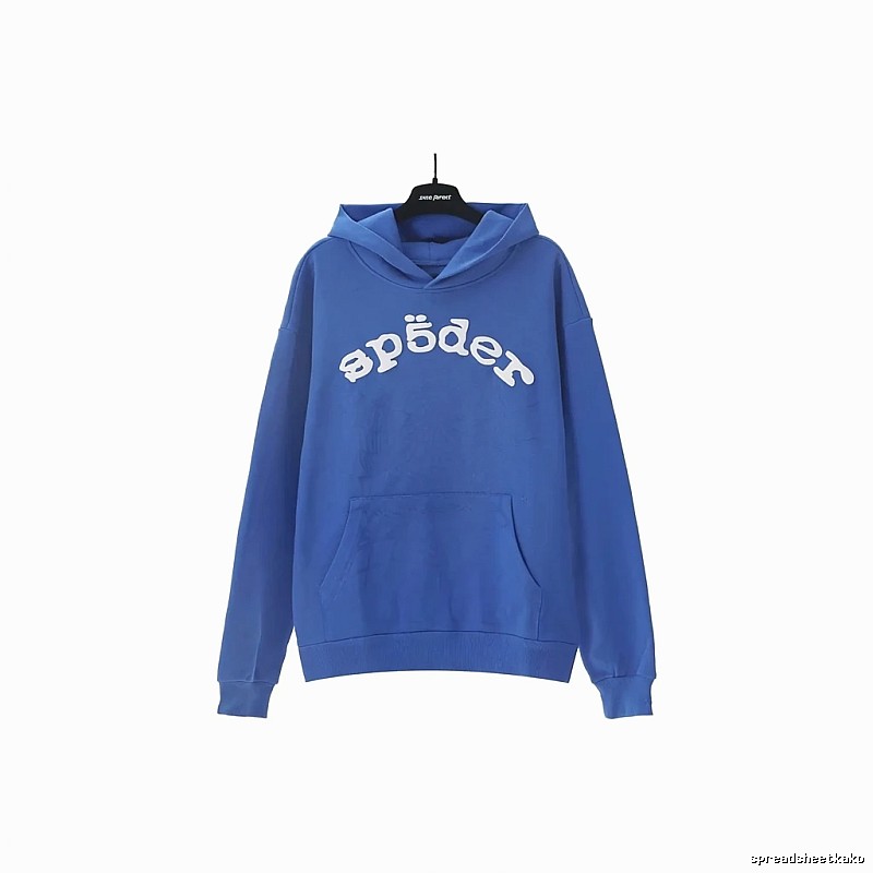 Sp5der Letter Trendy Brand Style Blue Sweatshirt