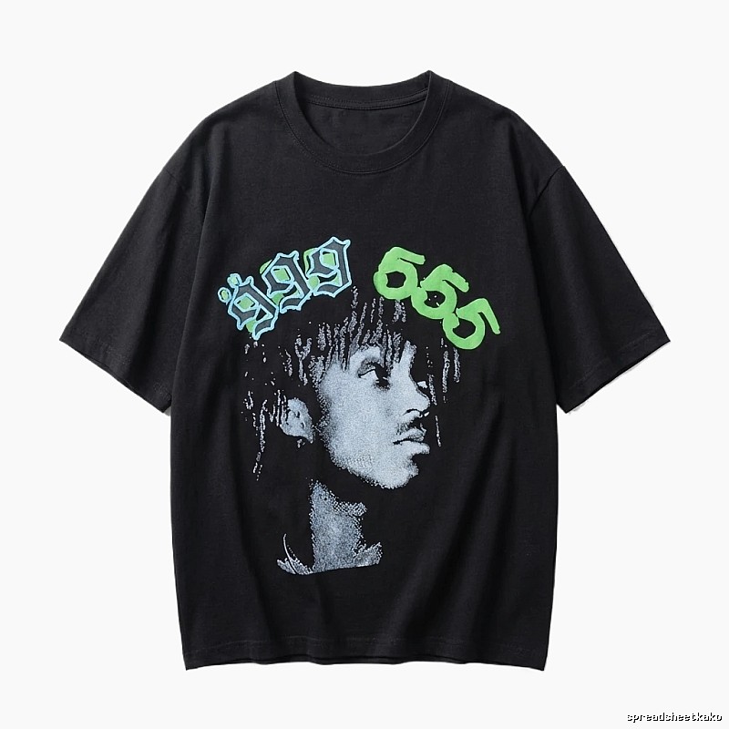 Sp5der Portrait Print Trendy Black T-shirt