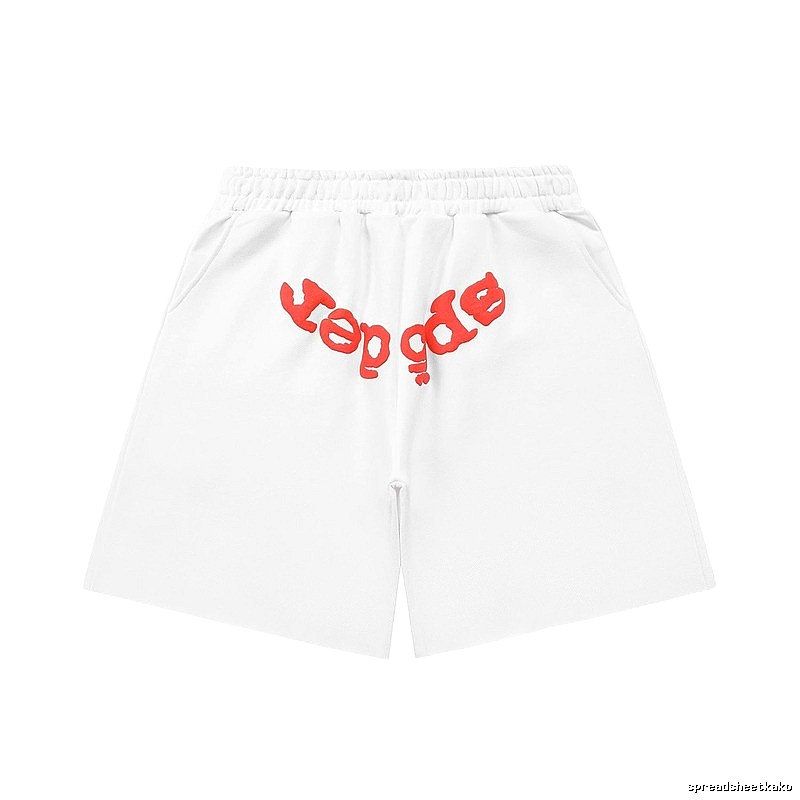 Sp5der red letter white shorts