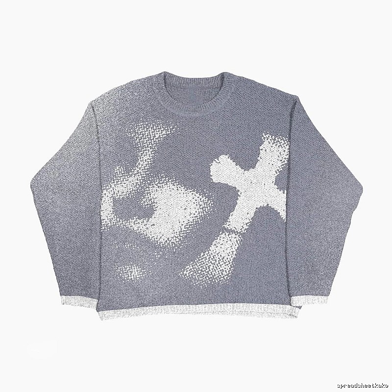 Statement Anime graphic sweater Black Knit Top for Outdoor Plans