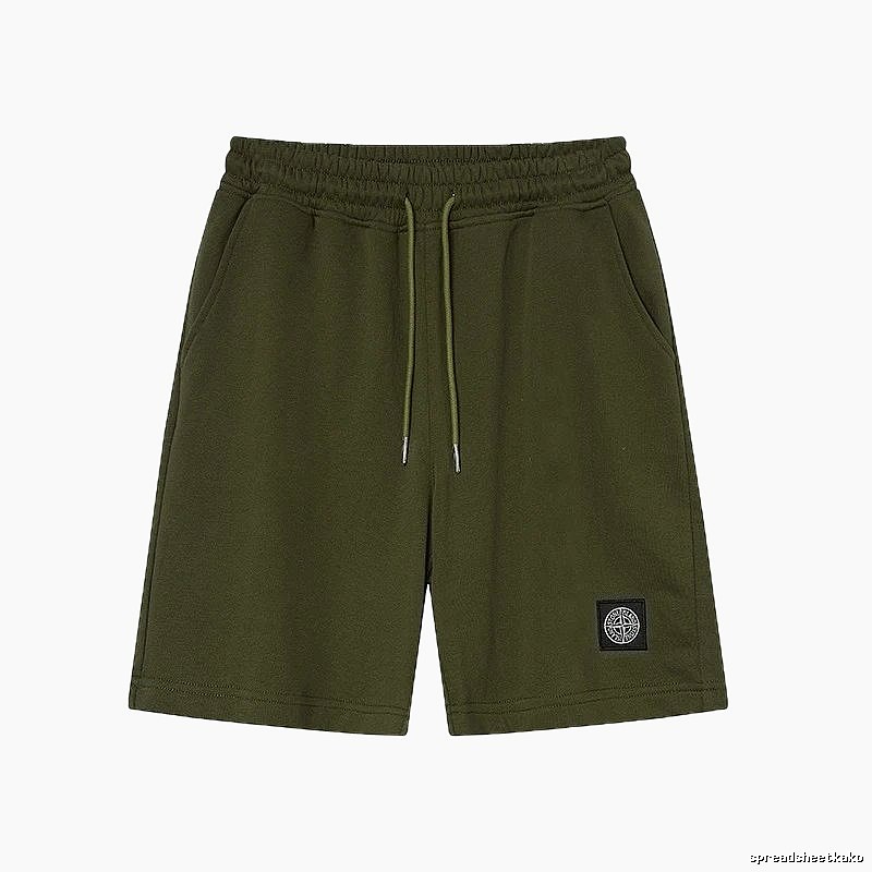 Stone Island Badge Casual Style Army Green Shorts