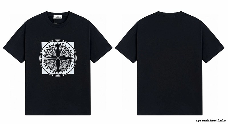 Stone Island Compass Print Street Style Black T-Shirt