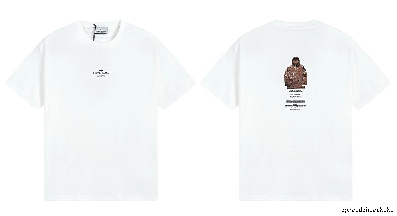 Stone Island Printed Functional Style White Short Sleeve T-shirt