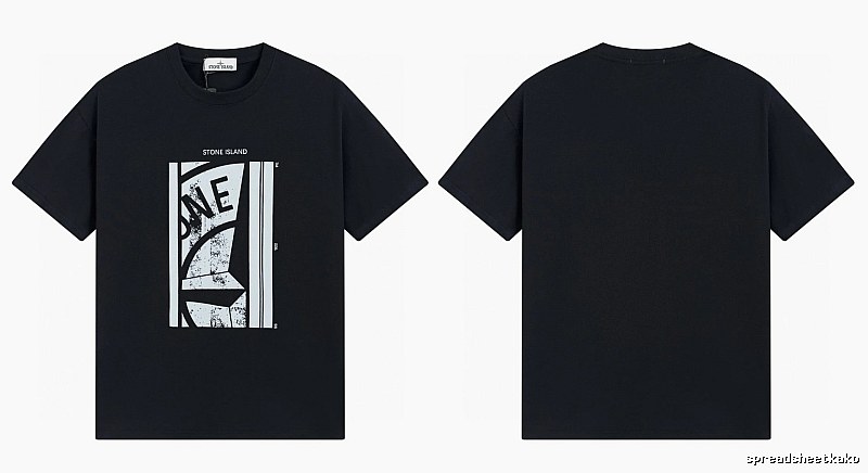 Stone Island Printed Street Style Black T-shirt