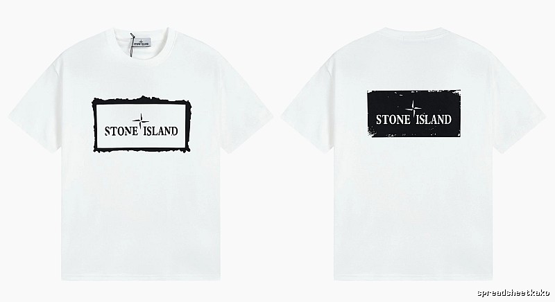 Stone Island Printed Street Style White Short Sleeve T-Shirt