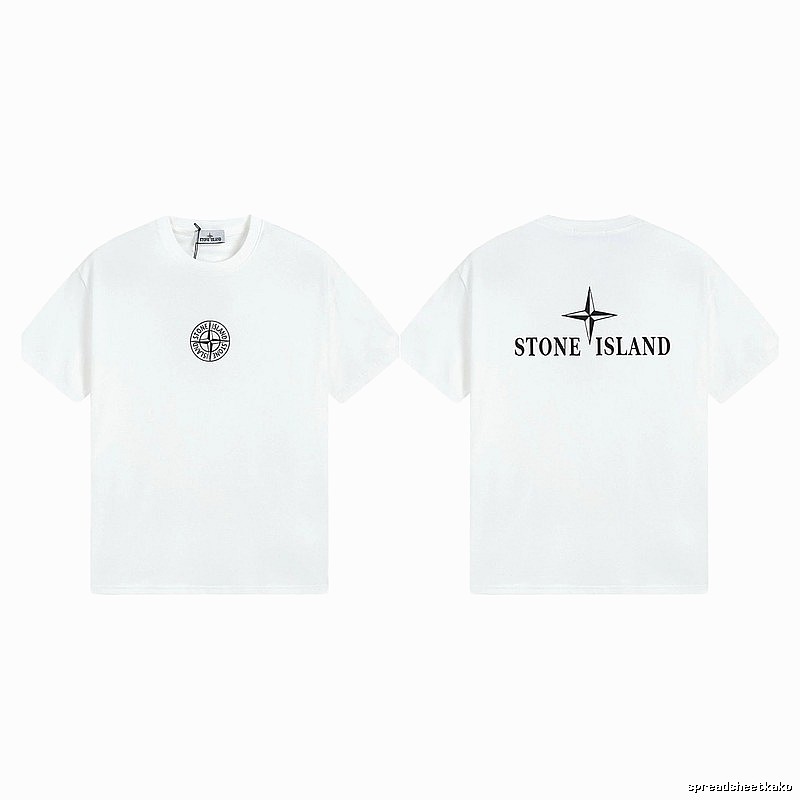 Stone Island Printed Street Style White Short Sleeve T-shirt