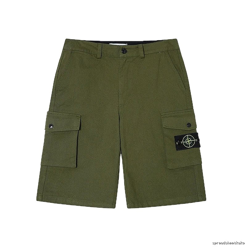 Stone Island Techwear Style Army Green Cargo Shorts