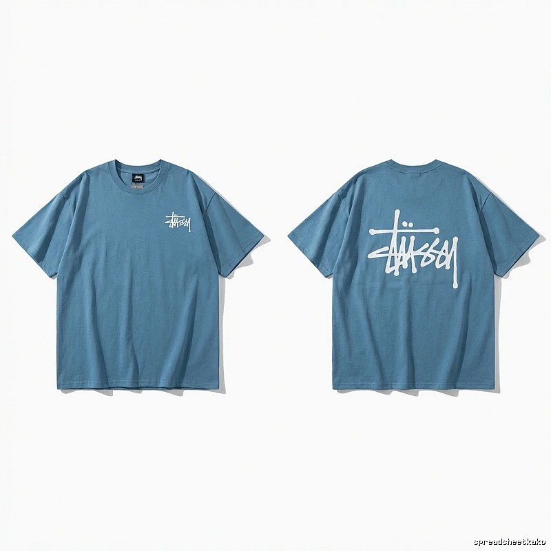 Stussy basic simple style blue T-shirt