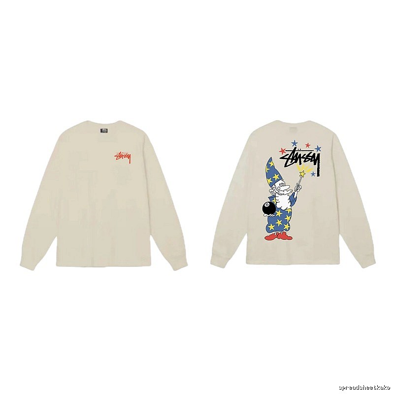 Stussy cartoon print beige long-sleeve