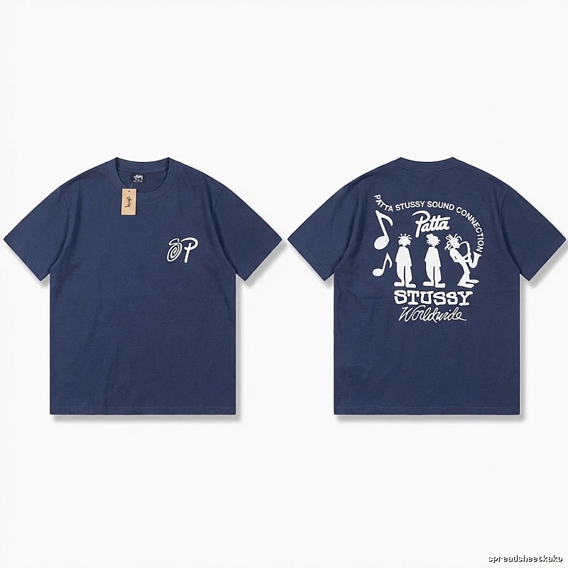 Stussy Co-branded Hip-hop Style Navy Blue T-shirt
