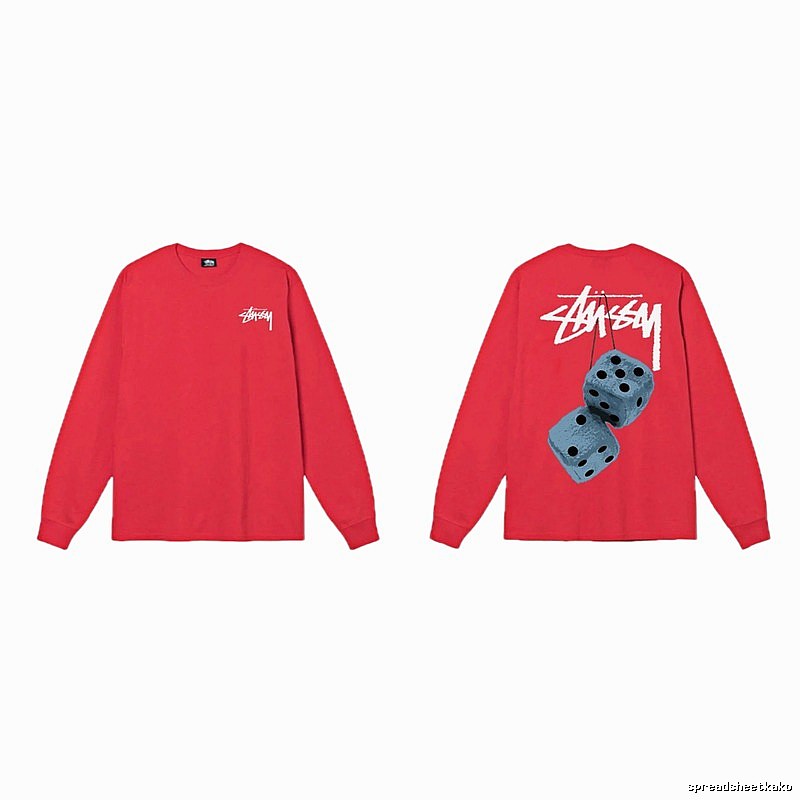 Stussy dice pattern red long-sleeved shirt