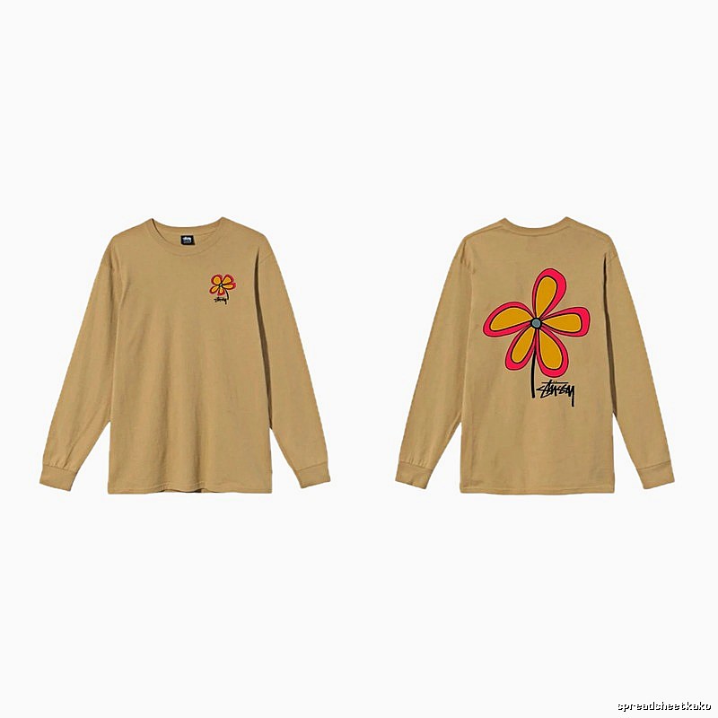 Stussy Floral Casual Khaki Long-Sleeve