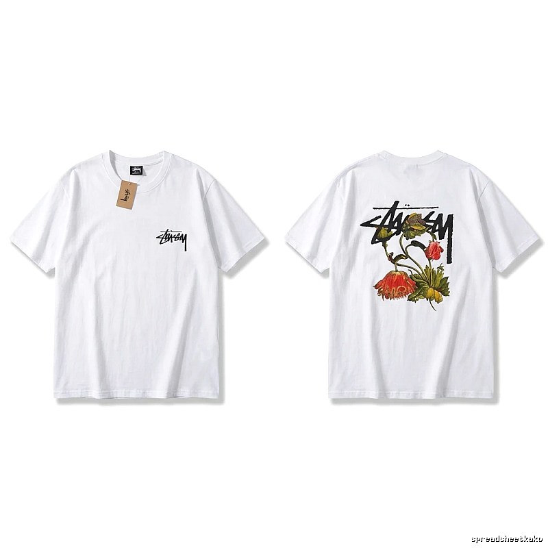 Stussy Floral Print White T-Shirt