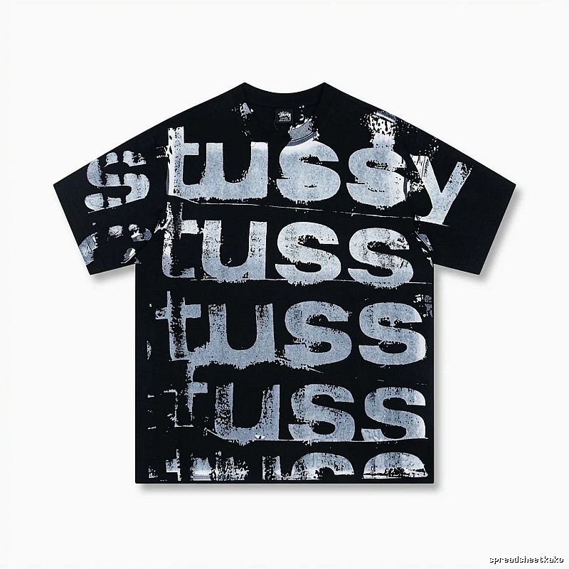 Stussy graffiti-style black T-shirt with letters
