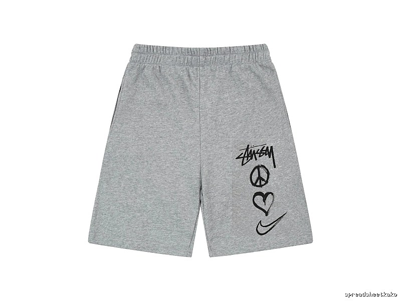 Stussy graffiti-style gray shorts