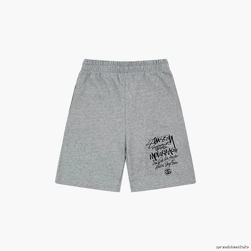 Stussy graffiti-style grey shorts