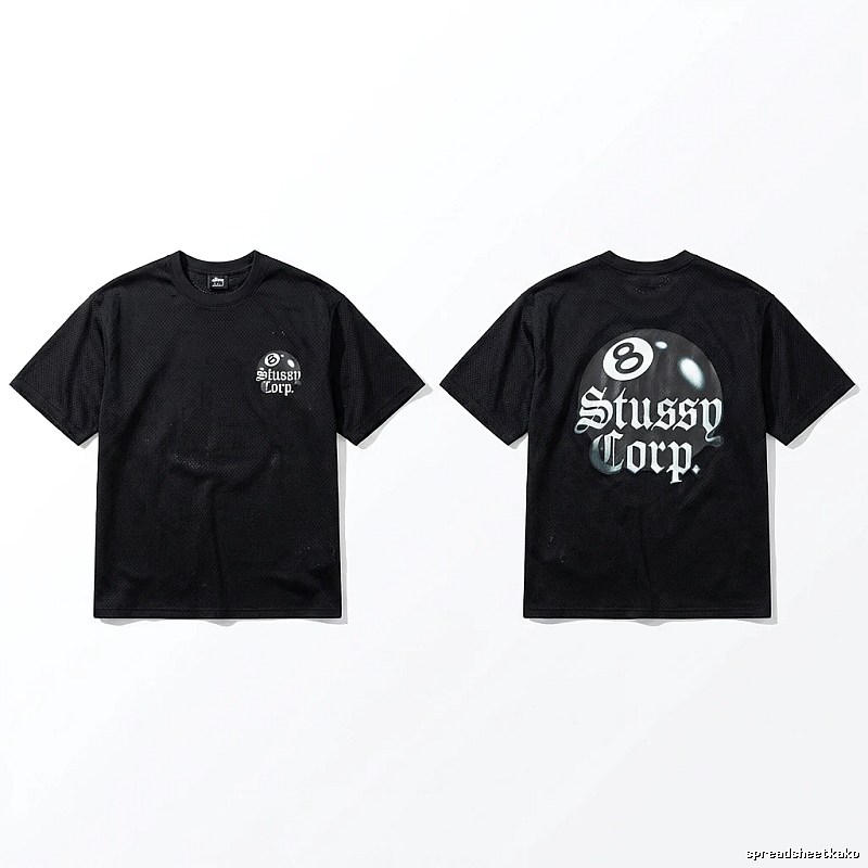 Stussy No.8 Retro Style Black T-shirt