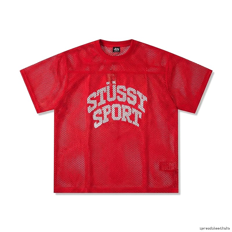 Stussy Sport series red trendy short-sleeved shirt.