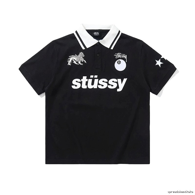 Stussy Trendy Style Black Polo Shirt