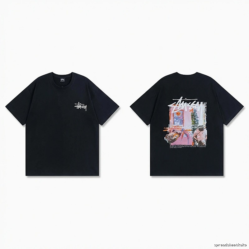 Stussy trendy style black T-shirt