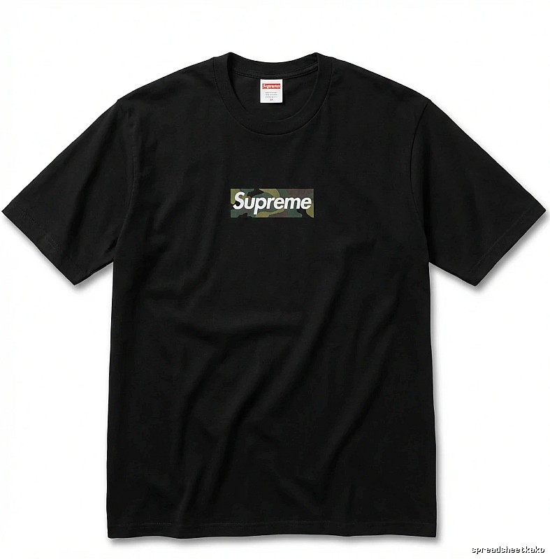 Supreme camouflage style black T-shirt