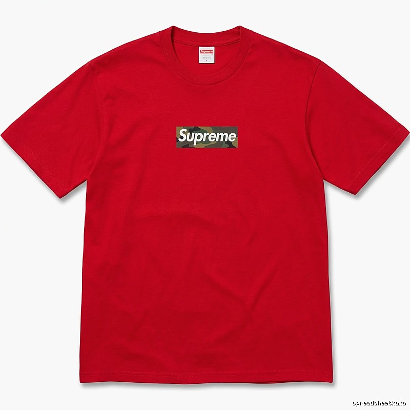 Supreme camouflage-style red T-shirt