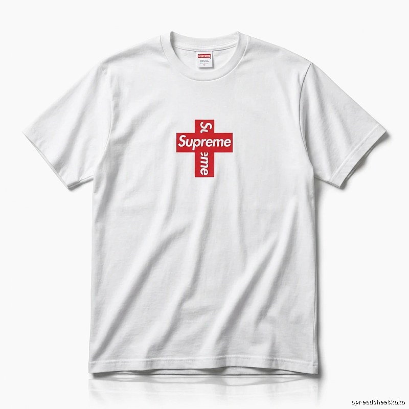 Supreme Cross Trend Brand White T-shirt