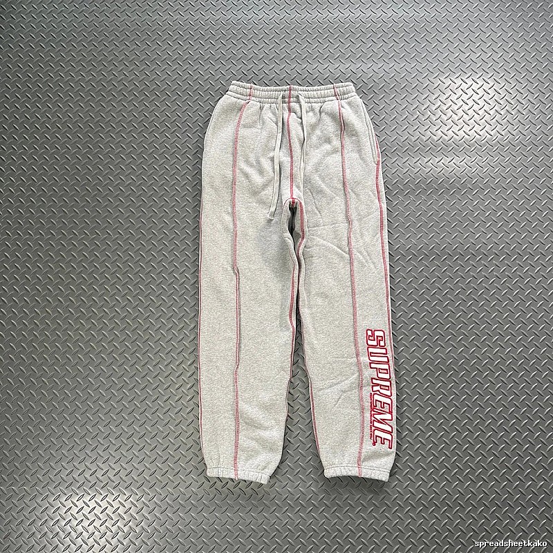 Supreme Grey Red Piping Relaxed Track Pants