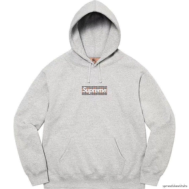 Supreme Logo Detail Logo hoodie Gray Red Oversized with Functional Detail