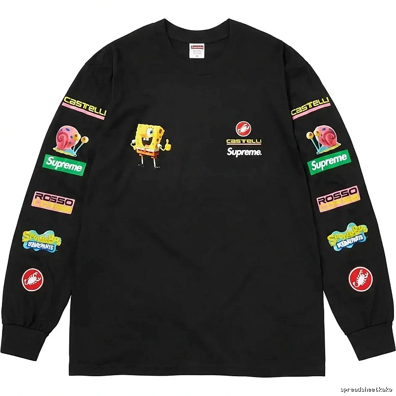 Supreme SpongeBob SquarePants Co-branded Black Long-sleeve Shirt