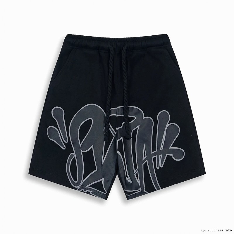 SynaWorld Graffiti-style Black Shorts
