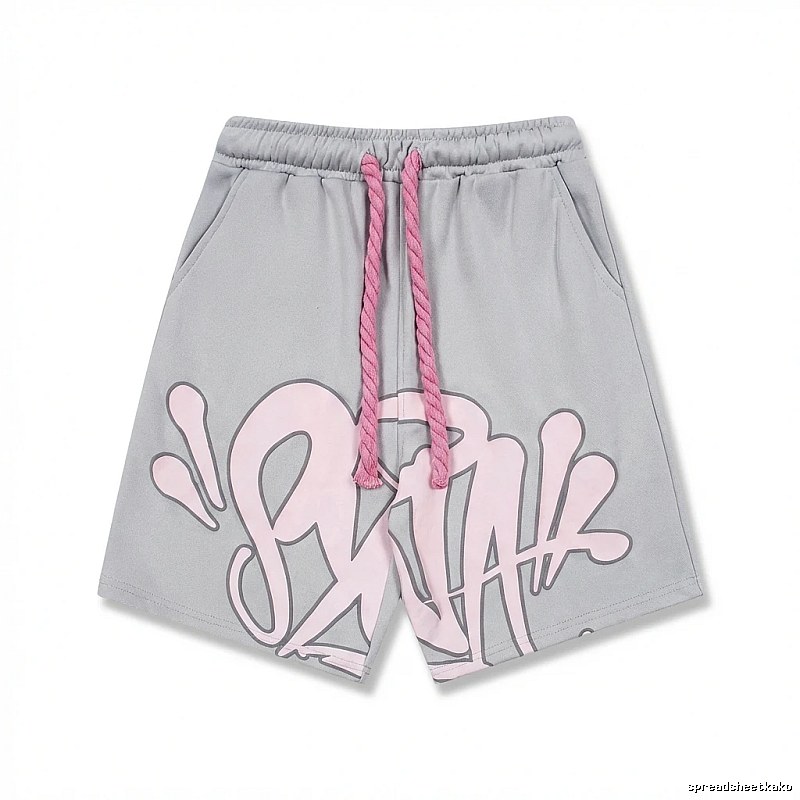 SynaWorld Graffiti-style Grey Shorts