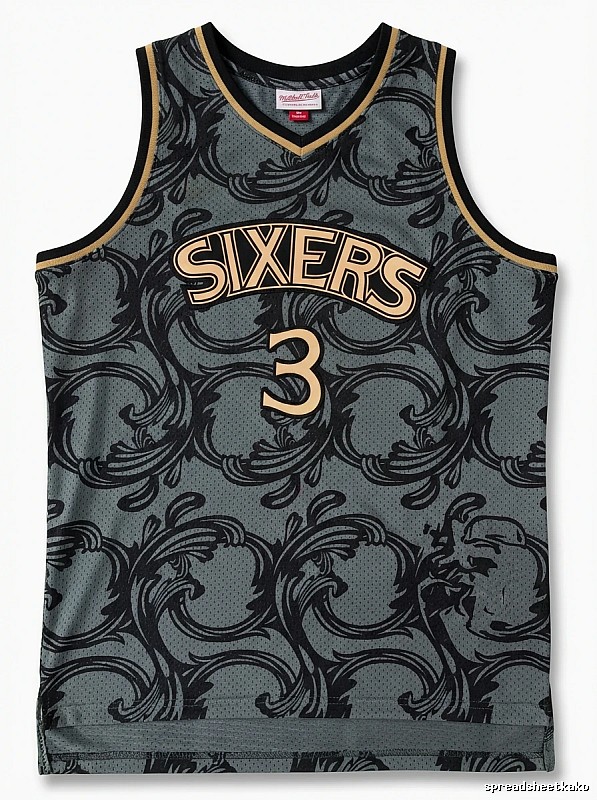 The retro-style No. 3 Allen Iverson jersey of Philadelphia.