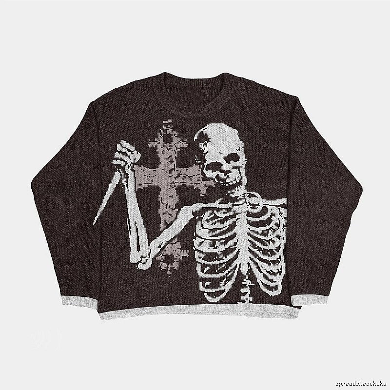 Travel Anime graphic sweater Black Knit Top with Modern Look