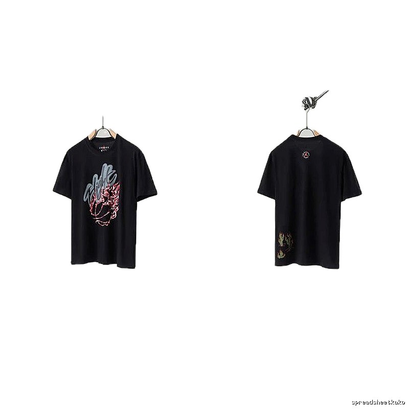 Travis Scott x Air Jordan Graffiti-style Black Short-sleeve T-shirt