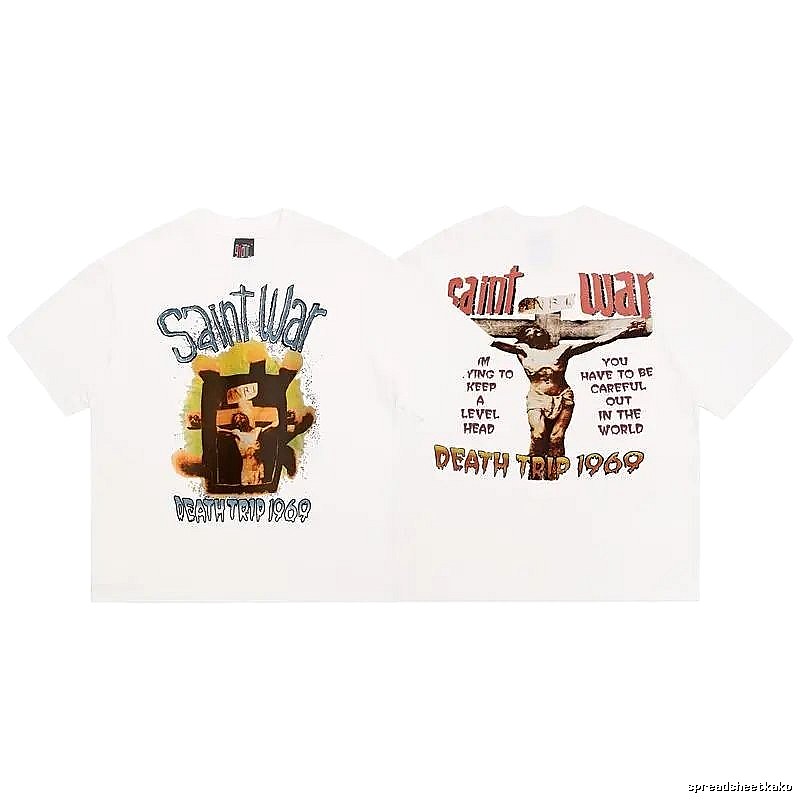 Vintage SAINT Jesus Printed White T-Shirt