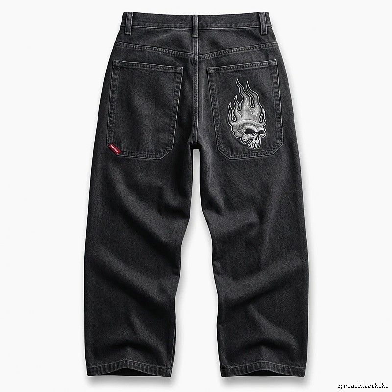 Y2K Fear of God Flame Black Denim Shorts